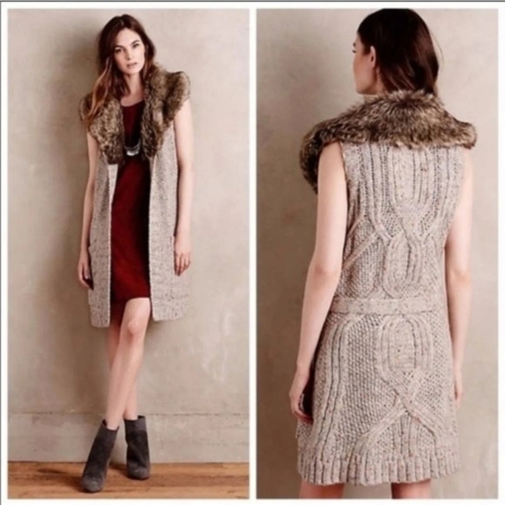 Angel of the north faux fur sweater vest jacket sz S
